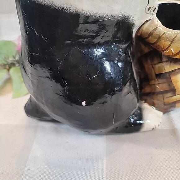 Paper Mache Painted Easter Bunny Dutch Rabbit Basket Candy Holder Vintage 17" - Picture 11 of 12